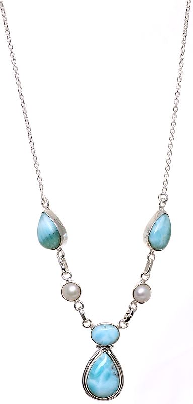 Larimar Necklace with Pearl