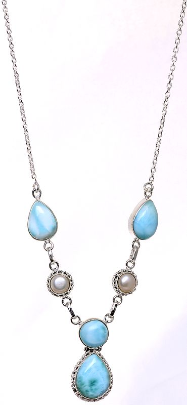 Larimar Necklace with Pearl