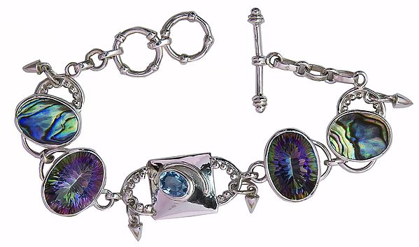 Bracelet of Mystic Topaz with BT and Abalone