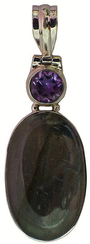 Labradorite Pendant with Faceted Amethyst