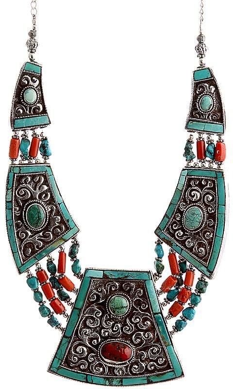 Coral and Turquoise Superfine Necklace from Afghanistan