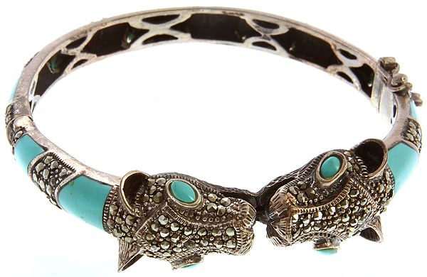 Kissing Dragon Inlay Bracelet with Marcasite