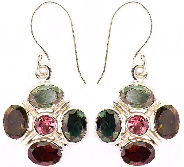 Faceted Tourmaline Earrings (Mixed Color)
