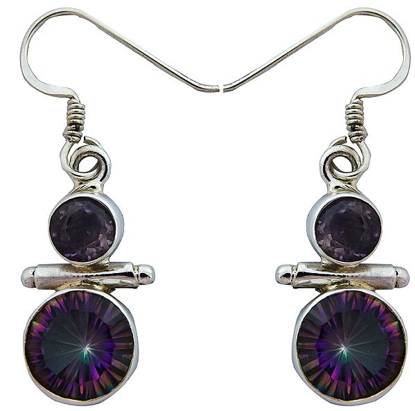 Mystic Topaz Earrings with Faceted Amethyst