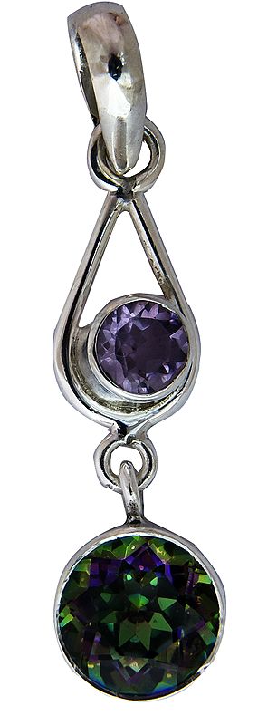 Mystic Topaz Pendant with Faceted Amethyst