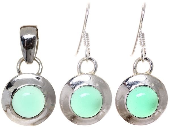 Green Onyx Pendant with Earrings Set