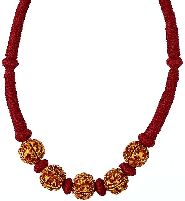 Rudraksha Necklace with Maroon Cord