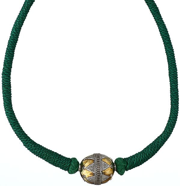 Granulated Bead Necklace with Green Cord