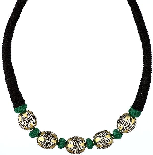 Granulated Beads Necklace with Black Cord