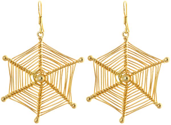 Sterling Gold Plated Spider's Web Earrings