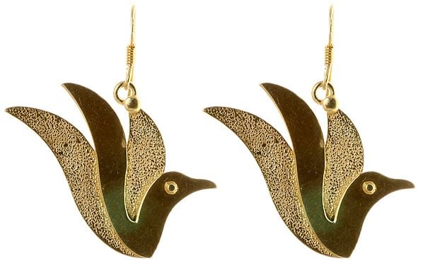 Gold Plated Flying Birds Earrings