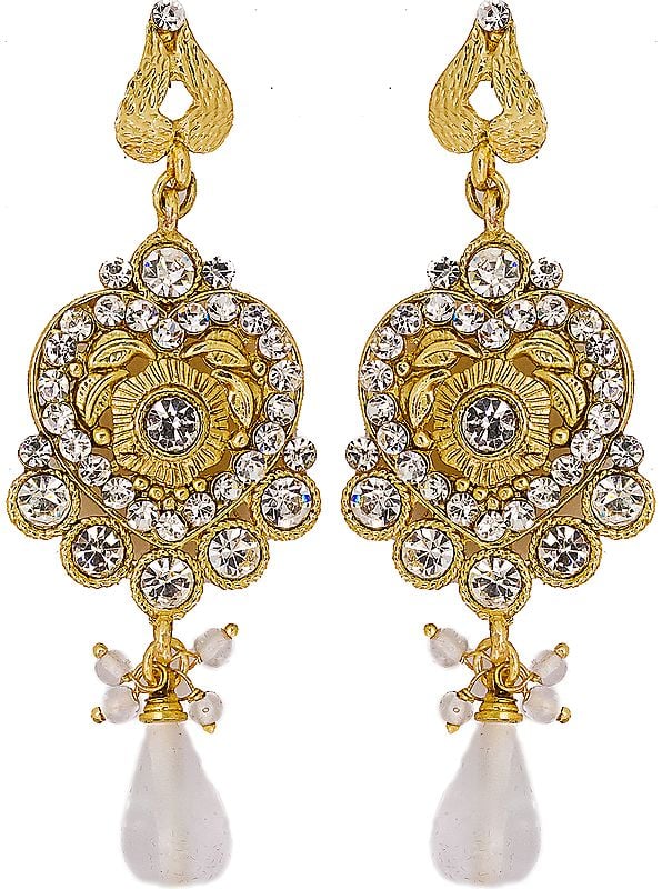 Crystal-Color Valentine Earrings with Golden Accent