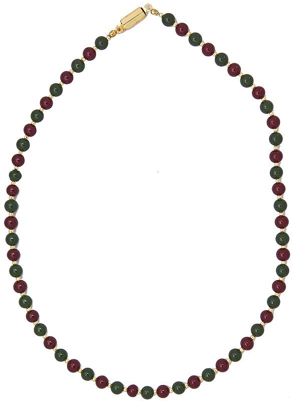 Faux Ruby and Emerald Beaded Chain (necklace)