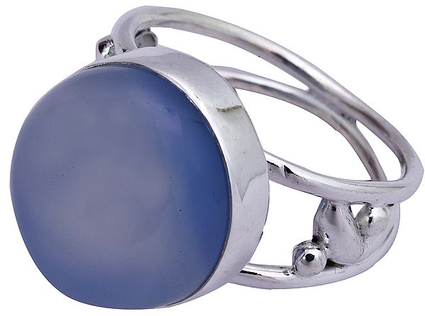 Blue Chalcedony Round Ring