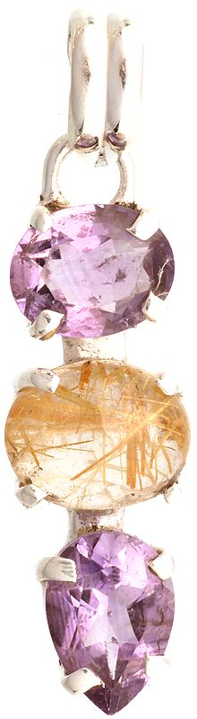 Faceted Amethyst Pendant with Rutilated Quartz