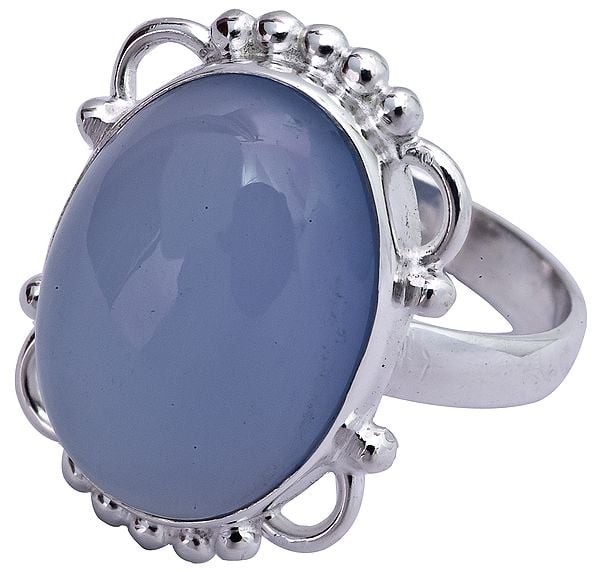 Blue Chalcedony Ring (Mixed Design)