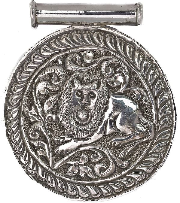 Sterling Shield Pendant with Carved Lion