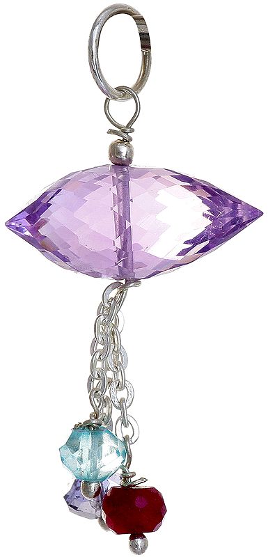 Faceted Amethyst Pendant with BT, Iolite and Ruby