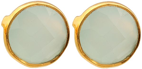 Faceted Peru Chalcedony Gold Plated Post Earrings