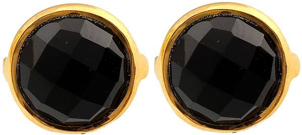 Faceted Black Spinel Gold Plated Tops