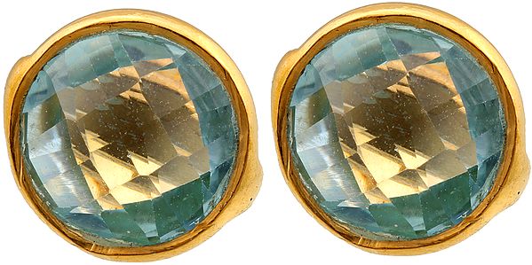 Faceted Apatite Gold Plated Post Earrings