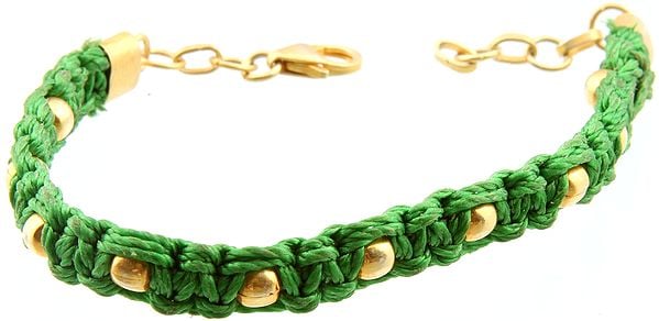 Green Knotted Rope Gold Plated Bracelet