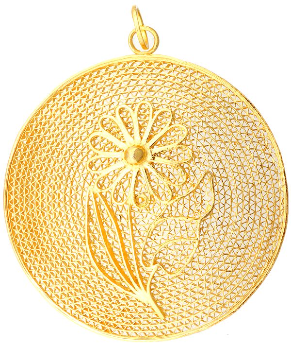 Sunflower Gold Plated Art Noveau Pendant