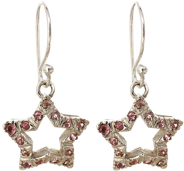 Pink Tourmaline Star Earrings