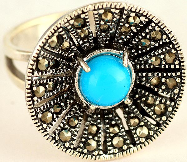 Marcasite Ring with Turquoise