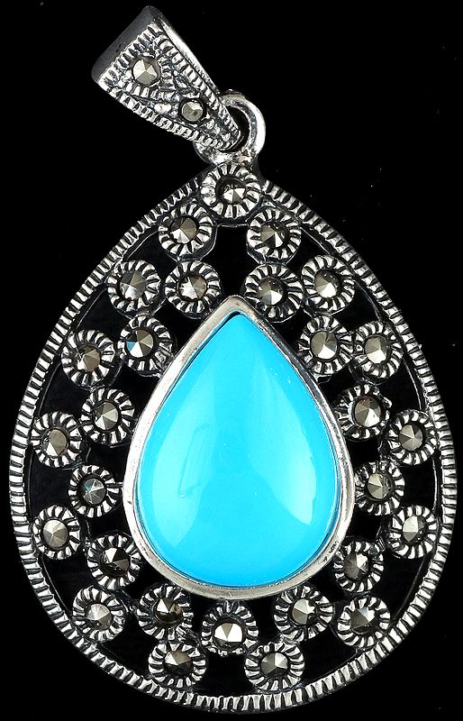 Turquoise Pendant with Marcasite