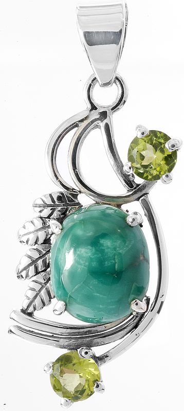 Turquoise Pendant with Faceted Peridot