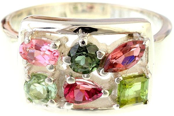 Faceted Tourmaline Ring | Sterling Silver Jewelry