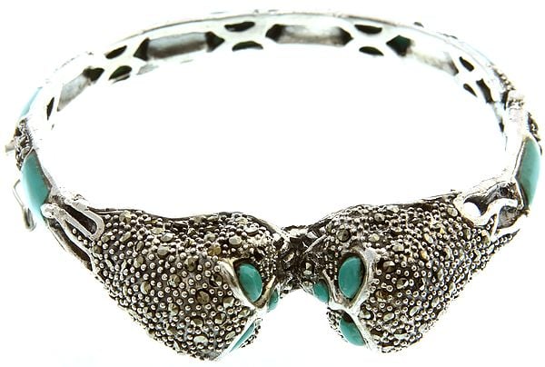Kissing Owls Inlay Bracelet with Marcasite