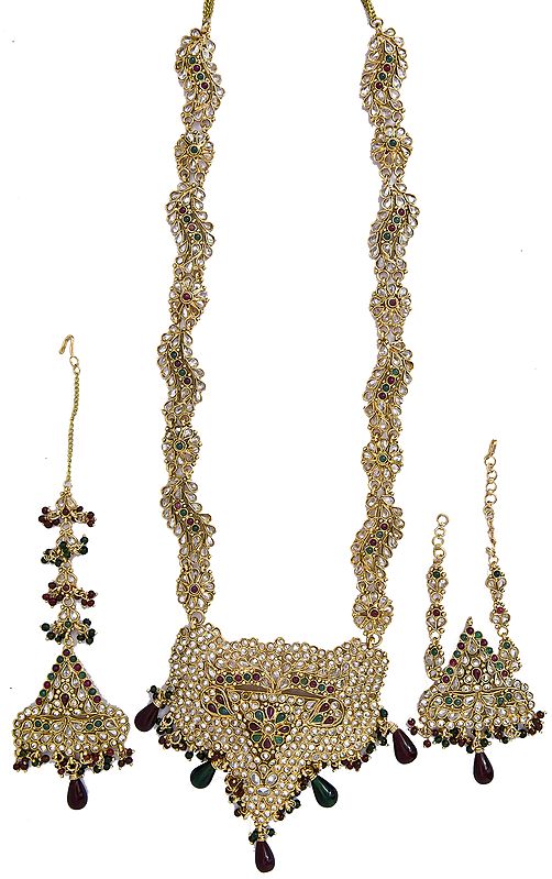 Polki Wedding Necklace with Mang Tika and Bracelet