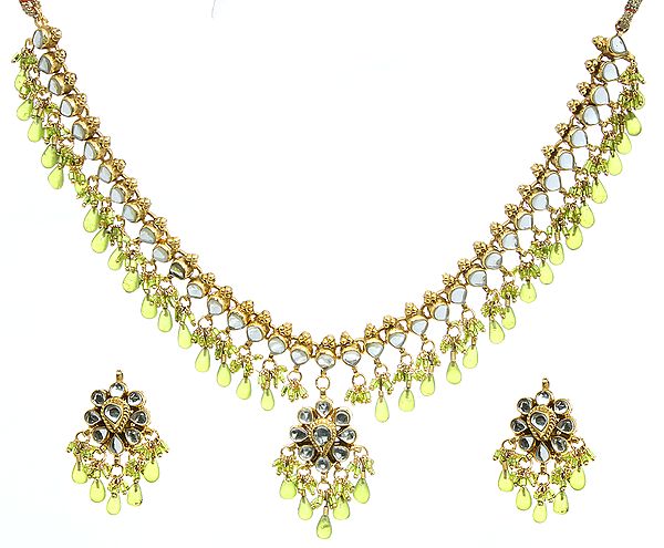 Beaded Green and Emerald Necklace Set