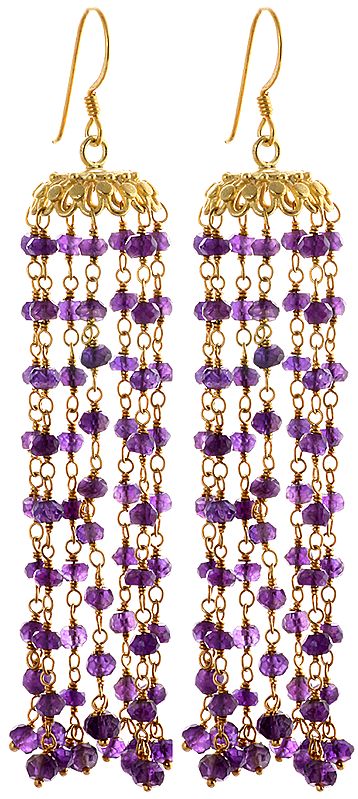 Faceted Amethyst Gold plated Umbrella Chandeliers