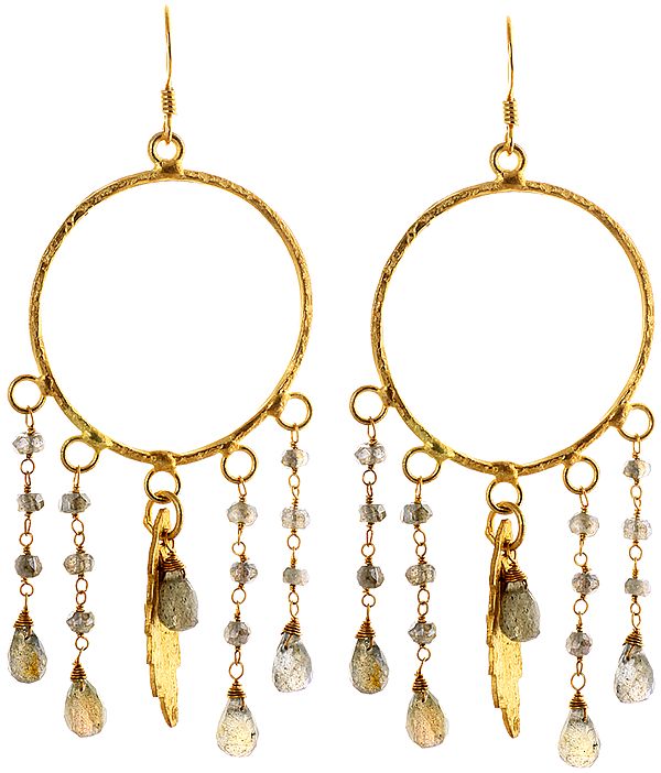 Faceted Labradorite Gold Plated Hoop Earrings