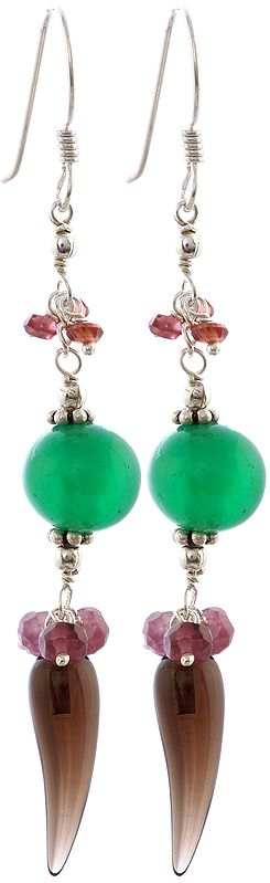 Gemstone Earrings (Garnet, Green Onyx, Amethyst and Smoky Quartz)