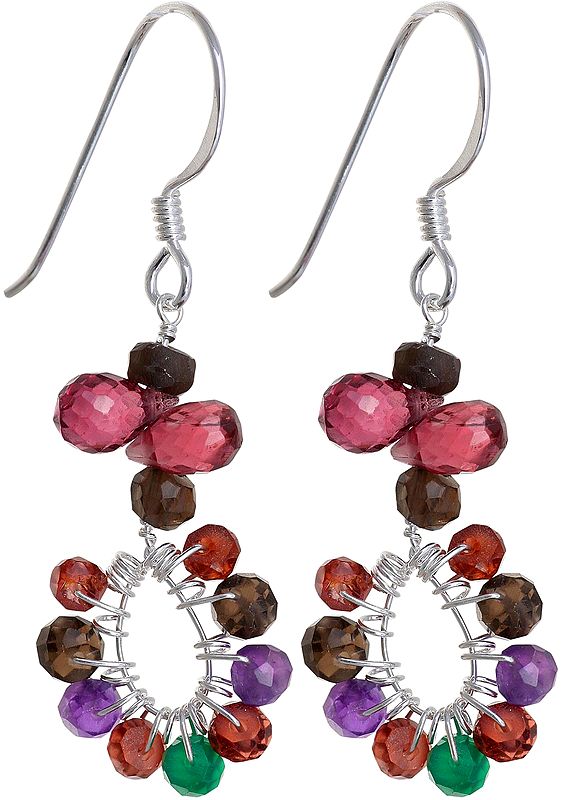 Faceted Gemstone Earrings (Smoky Quartz, Garnet, Amethyst and Green Onyx)