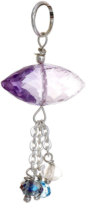 Faceted Amethyst Pendant with BT, Crystal and Swarovski