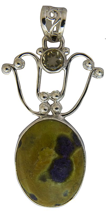 Canadian Jade Crown Pendant with Citrine