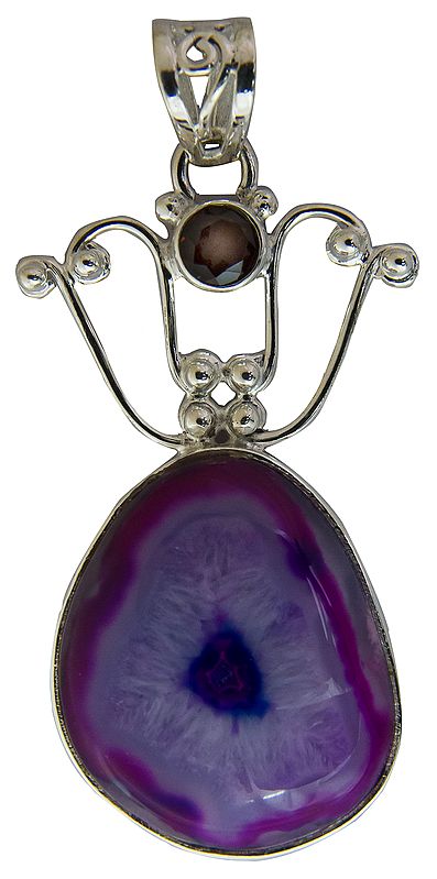 Pink Chalcedony Pendant with Faceted Garnet