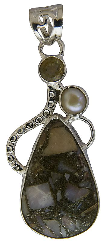 Picture Jasper Pendant with Pearl and Citrine