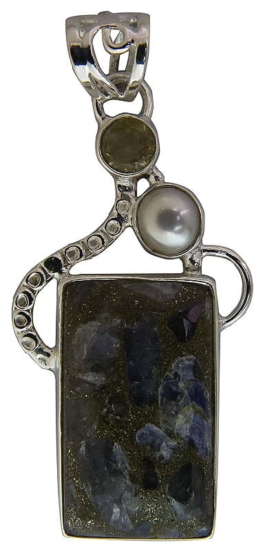 Agate Pendant with Citrine and Pearl