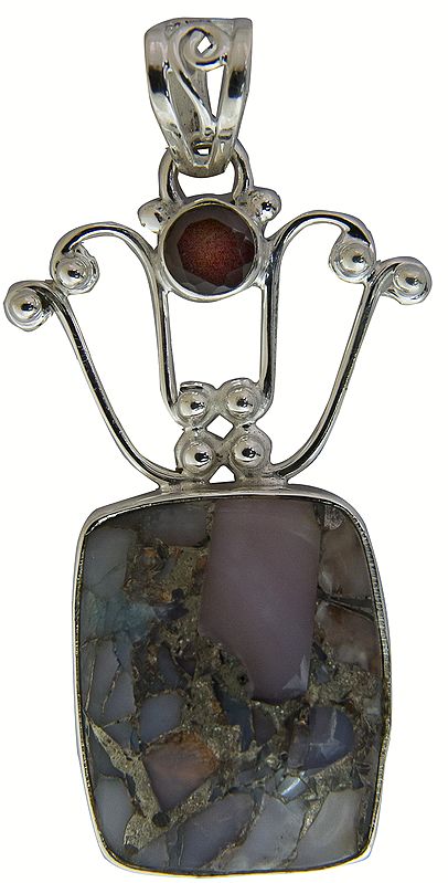 Conglomerate Agate Pendant with Garnet