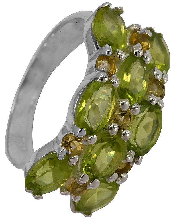 Faceted Peridot Ring with Citrine