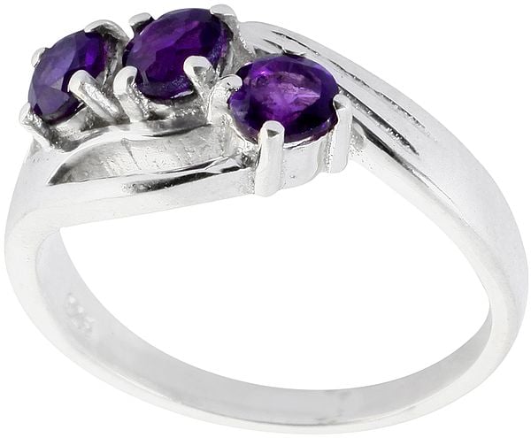 Faceted Triple Amethyst Ring