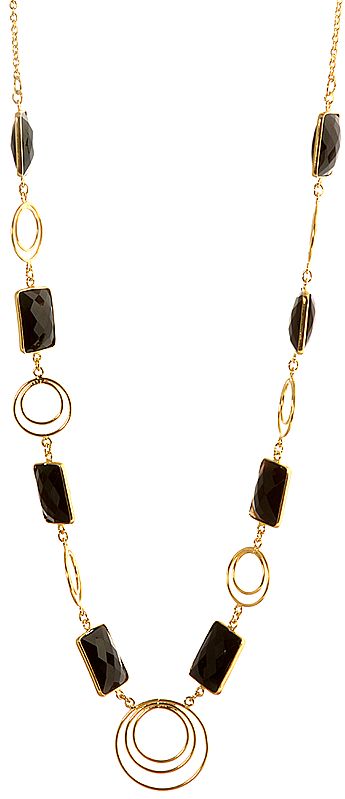 Faceted Black Spinel Gold Plated Necklace