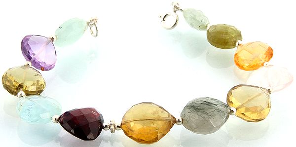 Faceted Gemstone Bracelet (Aquamarine, Amethyst, Lemon Topaz, Garnet, Citrine and Crystal)
