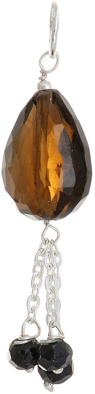 Faceted Smoky Quartz Pendant with Black Spinel